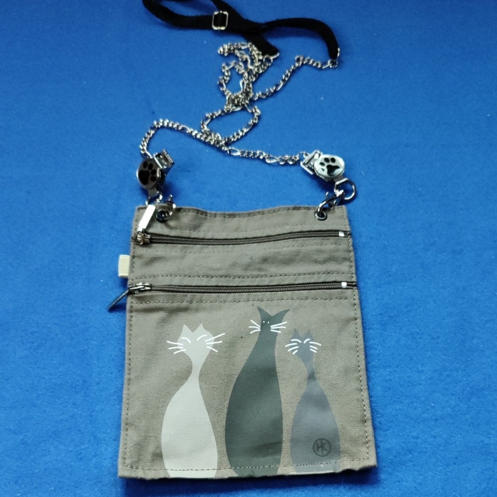 Stylish Gray Cat Print Crossbody Bag
